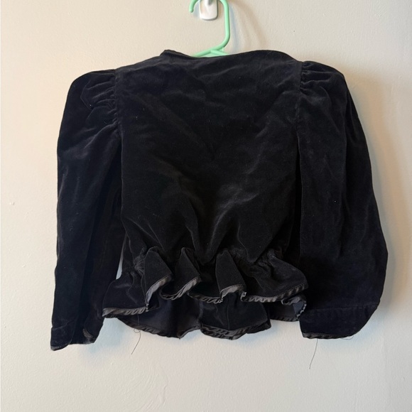 Vintage 1980s Black Velvet Double-Breasted Jacket - Shoulder Pads, Size 3T - Picture 2 of 5